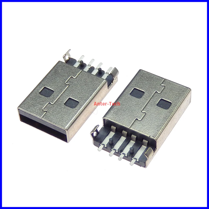 10Pcs/lot USB 2.0 Male A Type USB PCB Connector Plug 180 degree SMT AM 4pin Male USB Connector