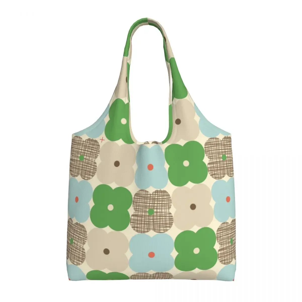 Custom Flower Check Scribble Groceries Shopping Bag Canvas Shopper Tote Shoulder Bags Big Capacity Washable Orla Kiely Handbags