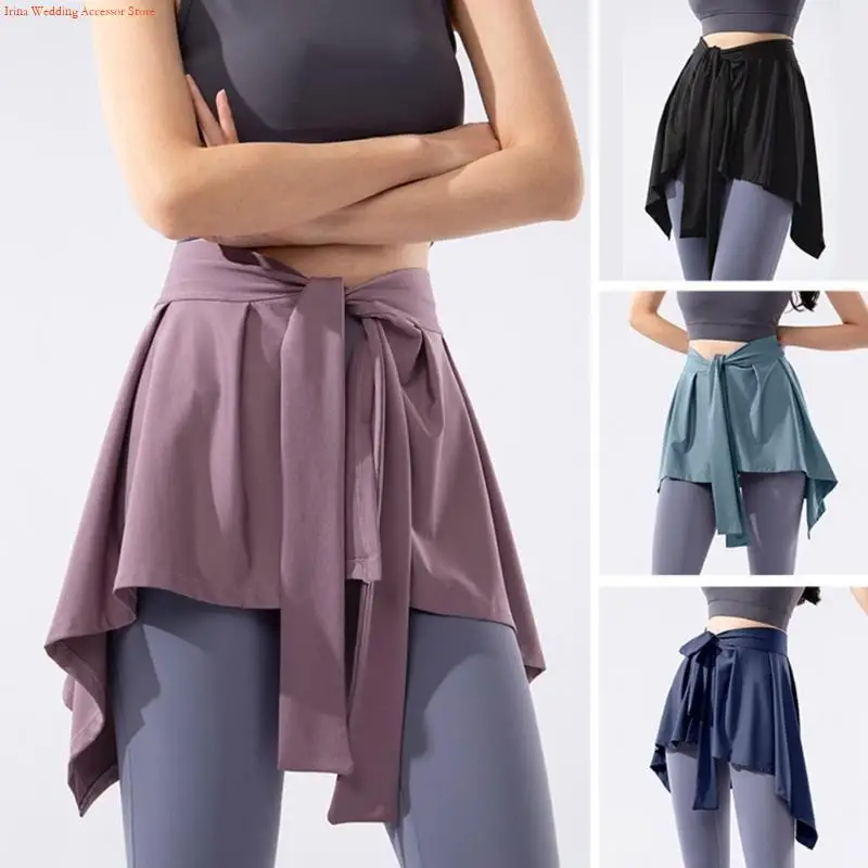 

G92D Women Tennis Self-Tie Athletic Yoga Skirt Long Strap Hip Covering Bottoms Ballet Sports Wrap Short Skirts Cover Up Shawl