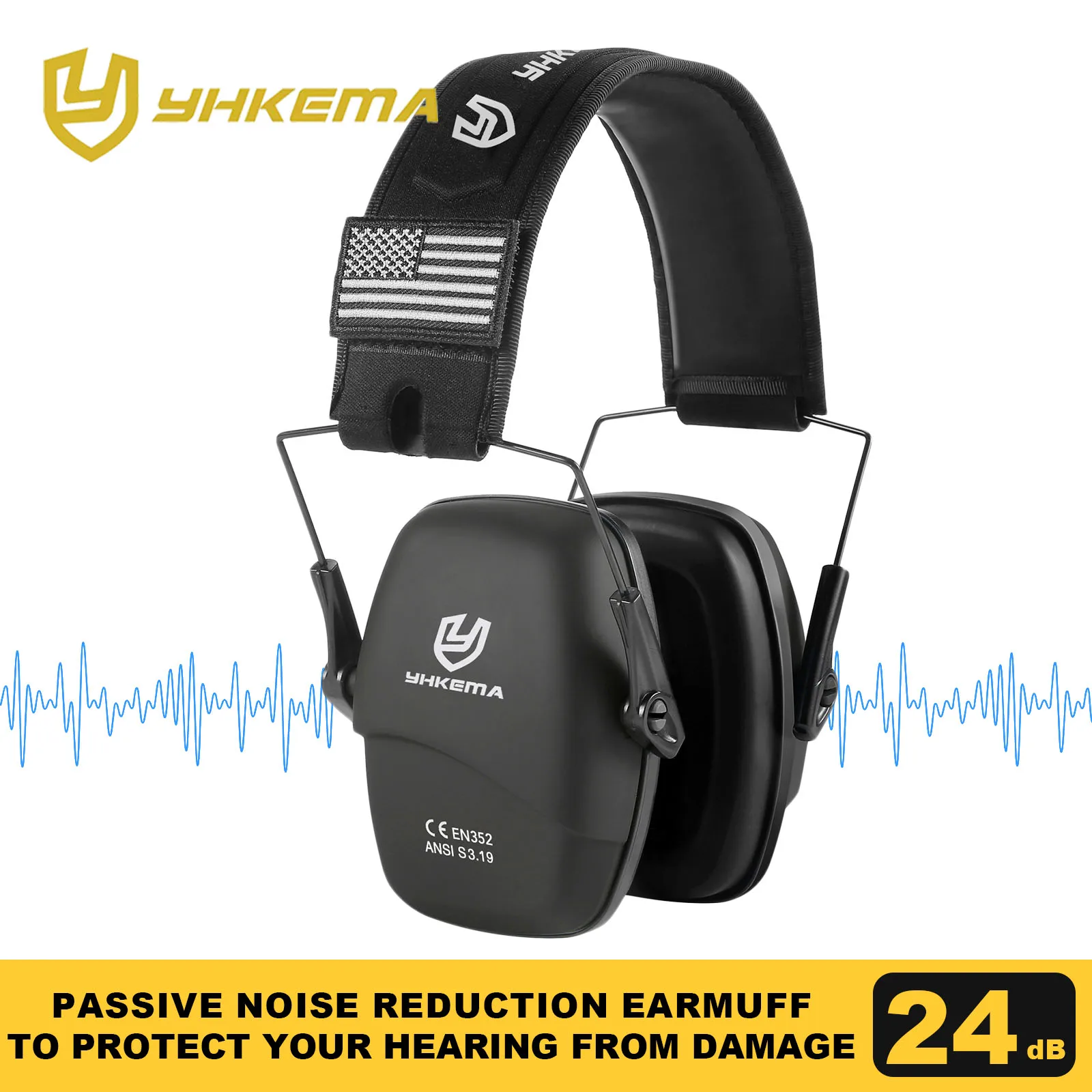 

YHKEMA Tactical Earmuff Ear Protection Hearing Protection Passive Protector for Shooting Earmuffs NRR 24dB Noise Reduction
