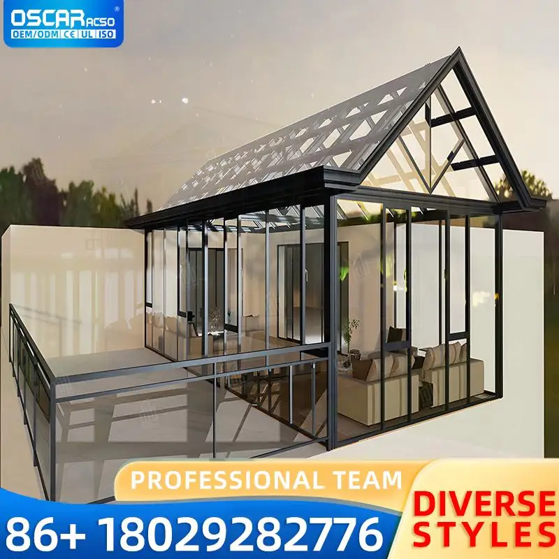 

Modern Aluminum Sunroom with Slant Roof Living Room Conservatory Outdoor Glasshouse Glassroom sunroom