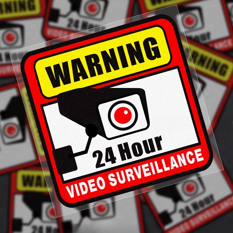 Autocollants de surveillance vidéo 24H pour moto, amusants, DIY, pour réservoir de carburant, scooter, avertissement, imperméables, décoration de fenêtre de voiture, 1 pièce