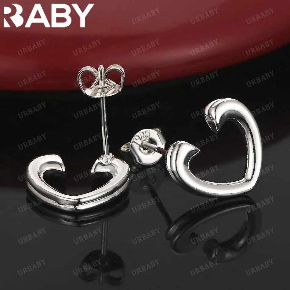 

URBABY 925 Sterling Silver Hearts Earrings Stud Earrings For Women Anniversary Gift Popular Wild Fashion Romantic Jewelry
