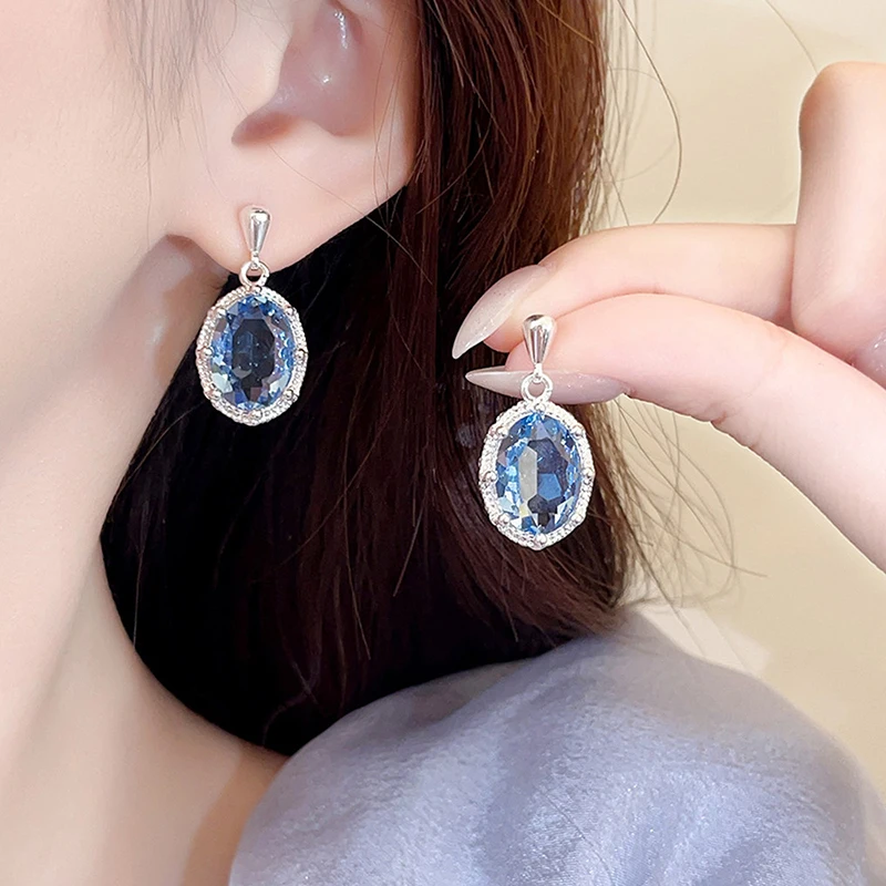 GANPUP Süße Blaue Kristall-Zirkonia-Ohrhänger für Damen, Modische Neue Ohrstecker, Schmuck-Accessoires, Geschenk für Partys – Detail 1