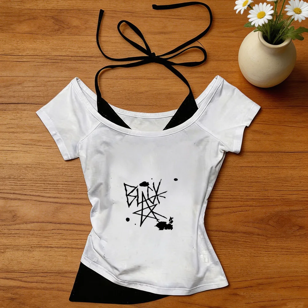 Soul Eater crop top female baddie manga korean fashion grunge scene  t-shirt alternative  gothic kawaii vintage cute