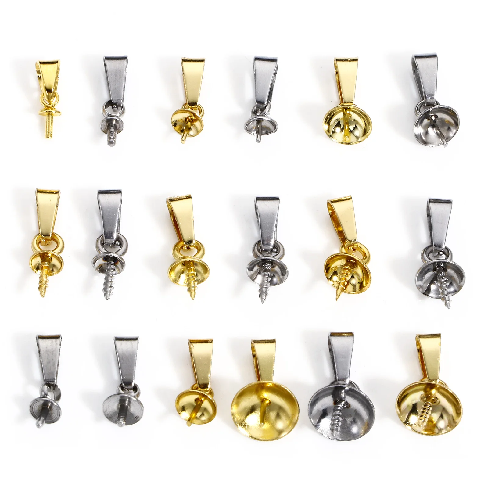 

10PCs No Fade Stainless Steel Pendant Screw Eye Pins Bail Top Drilled Beads End Caps Charms Connectors for Jewelry Making DIY