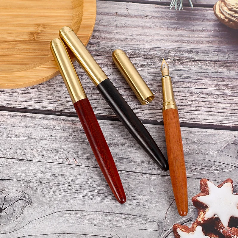 Luxury Quality Fashion bronze wood Fountain Pen Financial Office Student School Stationery Supplies Ink Pens