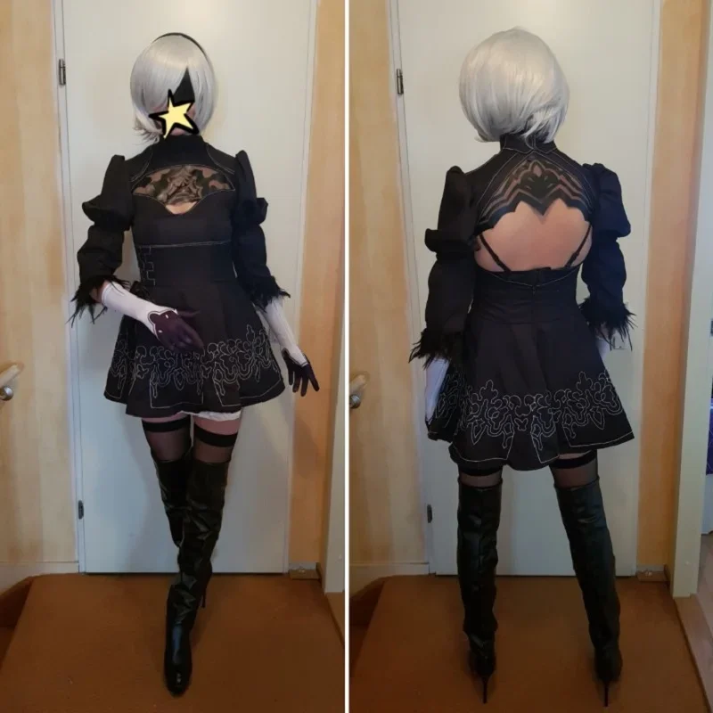 لعبة أنيمي Nier Automata 2B YoRHa رقم. مجموعة أزياء تنكرية مكونة من 2 أزياء تنكرية للنساء فستان حفلات للفتيات