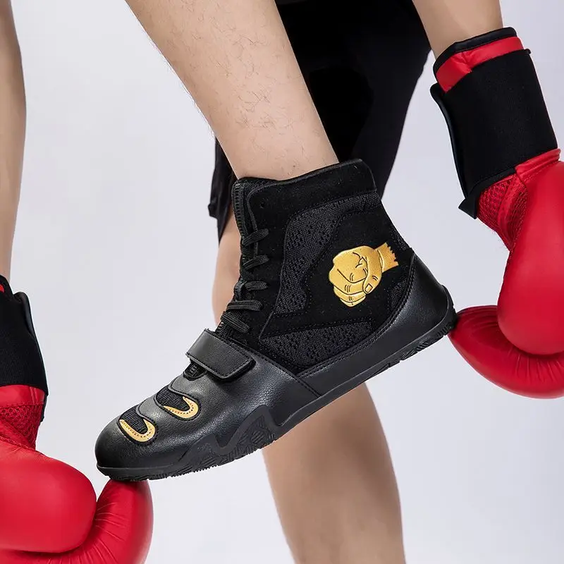 2026 Trend High Top Wrestling Shoes Man Non-Slip Boxing Shoes Man Indoor Men Boxing Sneakers Lace Up Boxing Fighting Boots