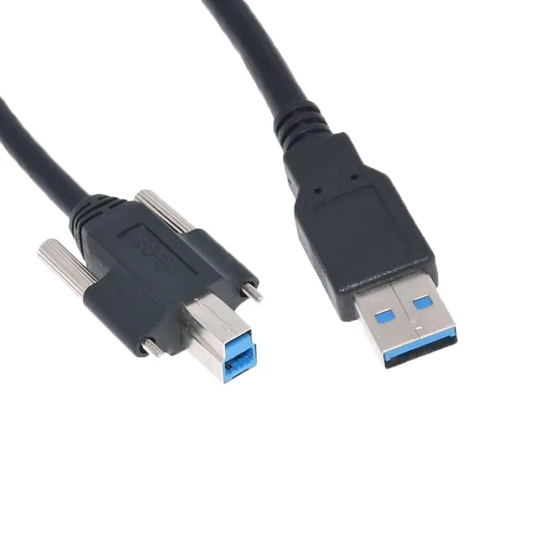 USB3.0 A Male To B Male Lock Data Cable Industrial Camera USB 3.0 Square Port High-flex Drag Chain Cable Printer Cable 19mm 22mm