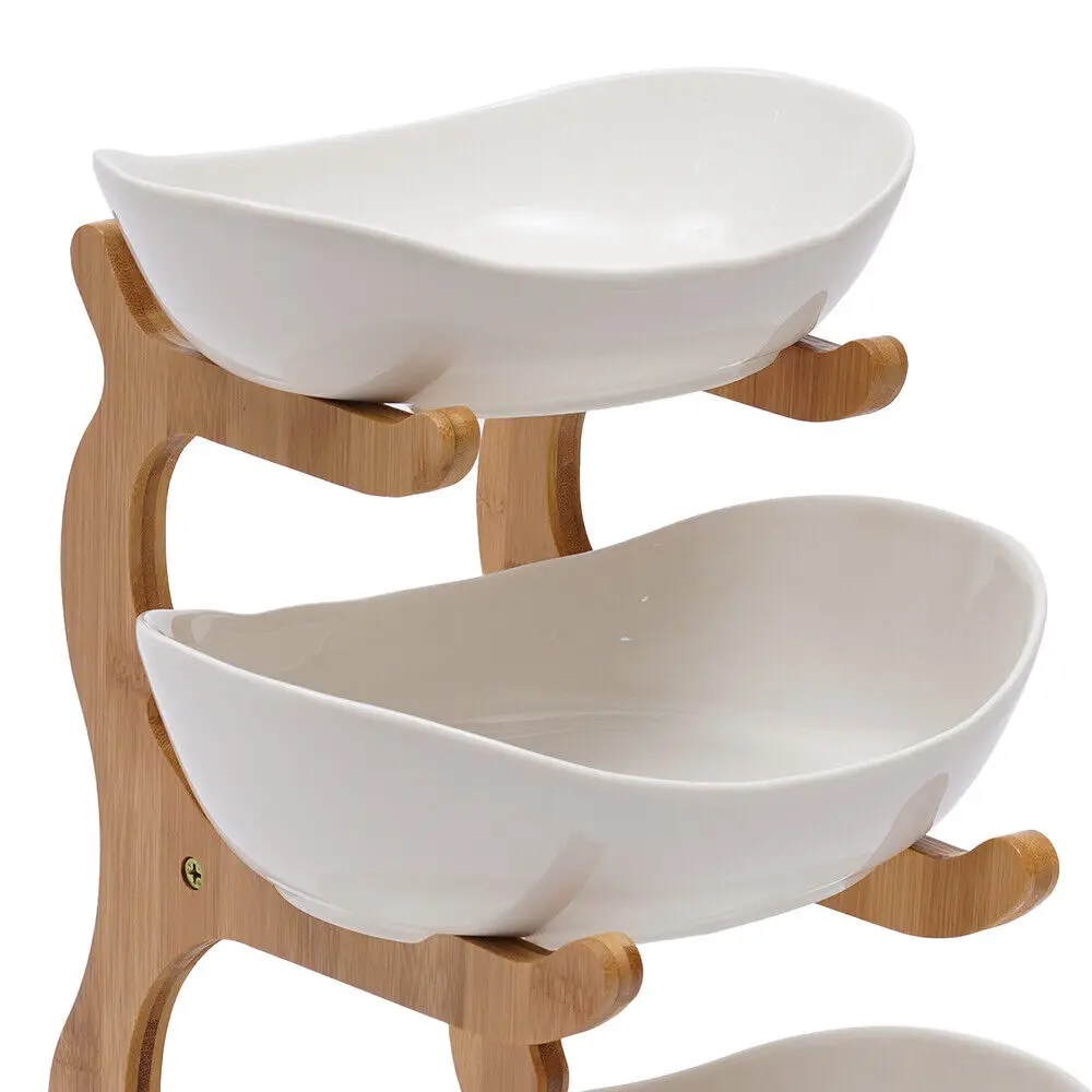 

3-Tier Fruit Basket and Bowl Storage Rack, Large Capacity Decorative Fruit Tray Rack, Kitchen Organizer for Vegetables & Snacks