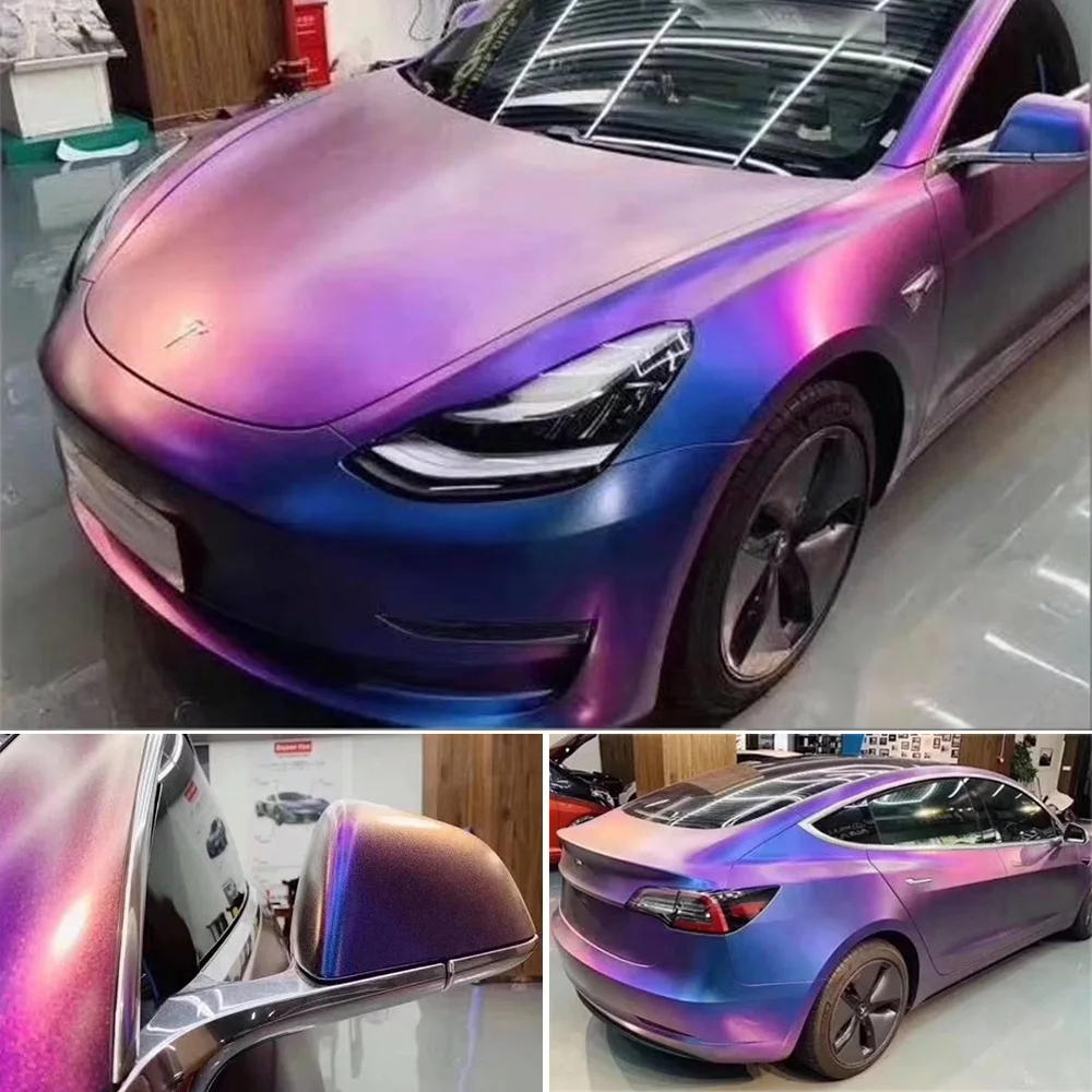 Premium Diamond Pearl Chameleon Car Body Film DIY Sticker Matte Purple Red Styling For Vehicle Car Accessories