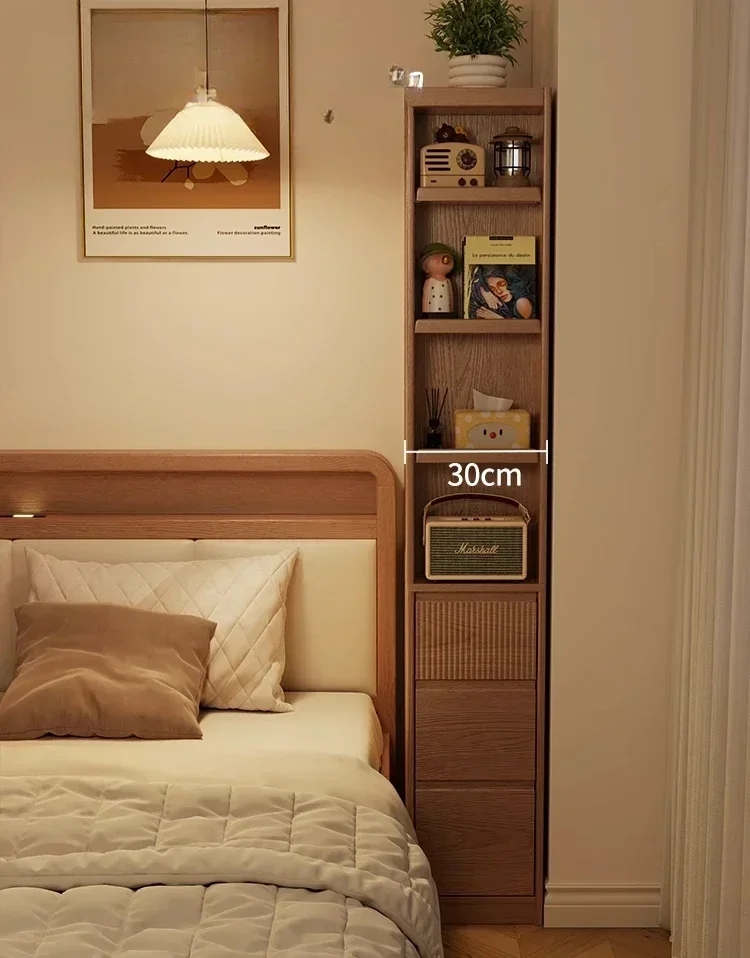 

Угловой шкаф для хранения вещей в спальне из цельного дерева, пол с высокой и узкой книжной полкой для хранения вещей