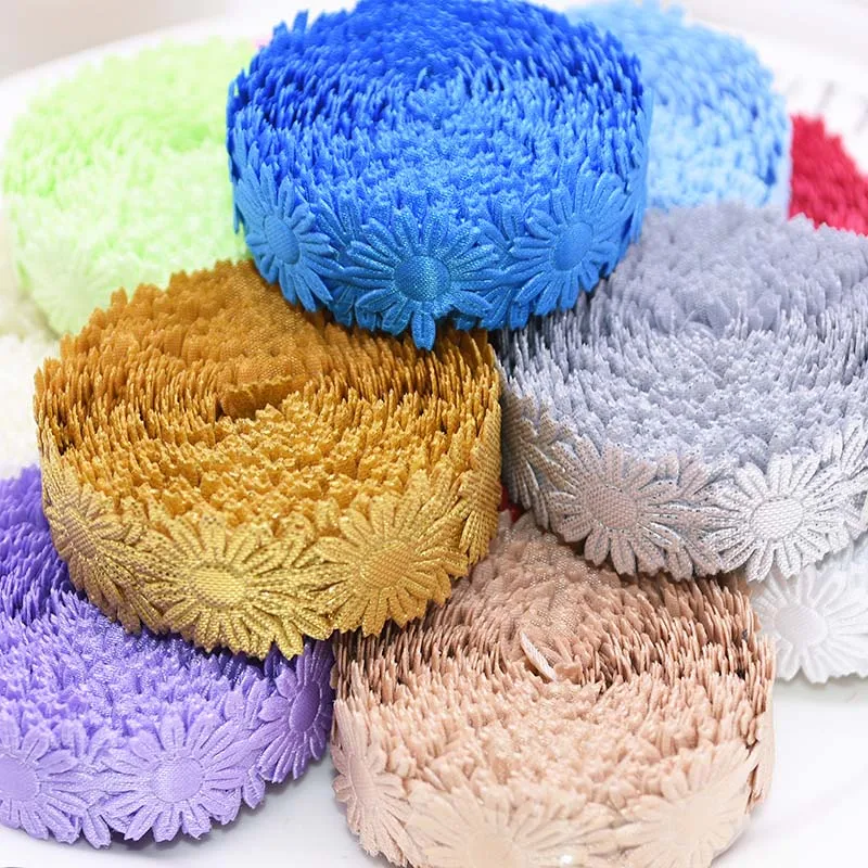 5 Yard Flower Ribbon Solid Color Lace Trimming Ribbon Tape DIY Gift Box Decoration Sewing Accessories Wedding Craft Gift Packing