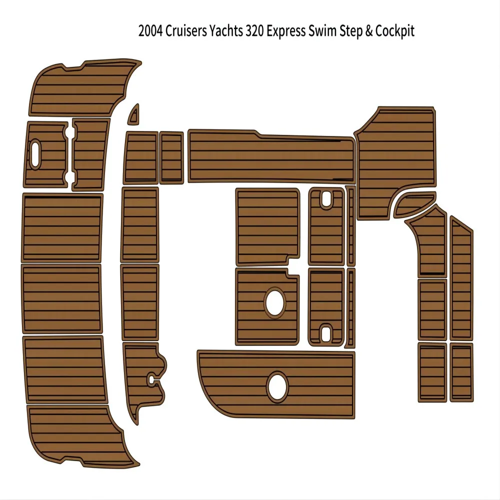 Swim Step Cockpit Boat EVA Faux Teak Deck Pad For 2004 Cruisers Yachts 320 Express