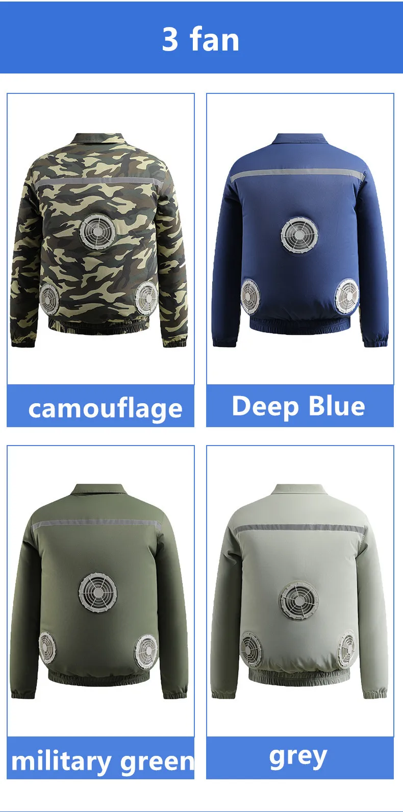 Neue lockere Sommerjacke mit Ventilator zur Schutz vor Hitzeschlag für Herren, kühlende Jacke für Arbeiten auf Baustellen im Freien (ohne Powerbank) – Detail 19