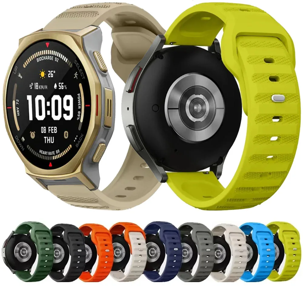 22/20mm Sport Silicone Strap For Amazfit T-Rex3 Pro 48mm/Balance 2/Helio Breathable wristband Samsung Galaxy Watch 7 6 5 4 Belt
