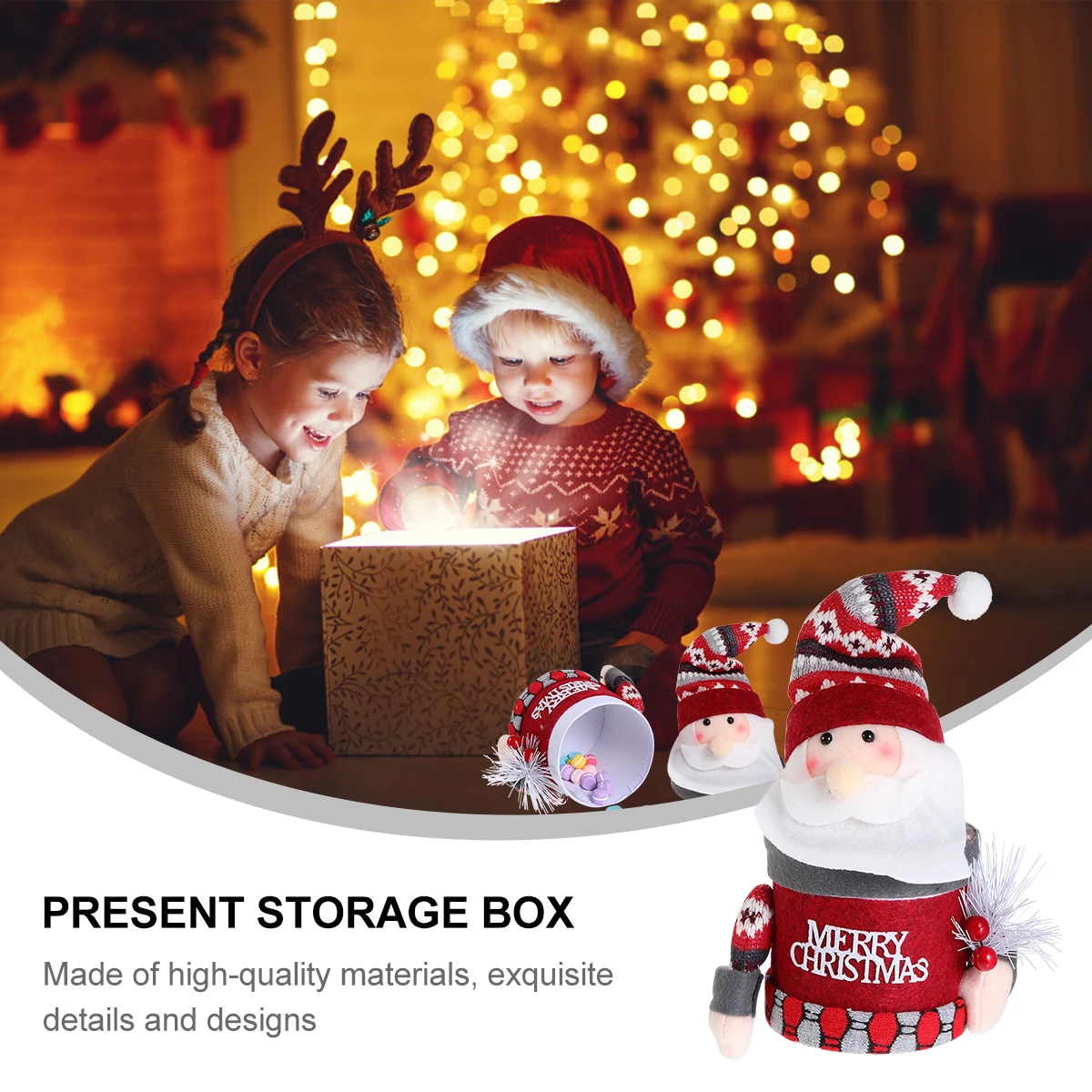 

1pc Christmas Gift Red White Plaid Storage Container Cute Candy Box For Kids Party Favor Tote Present Case Xmas Box