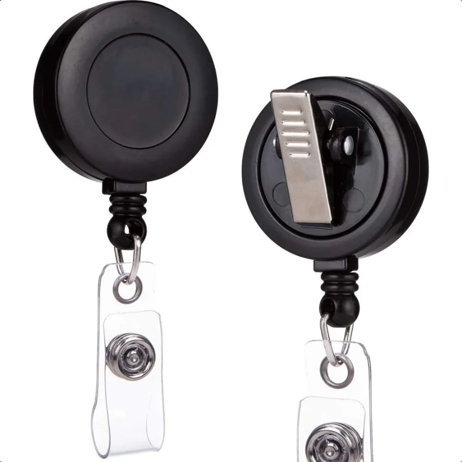 2 Pack Retractable ID Name Badge Holder Reels with Swivel Alligator Clip Black