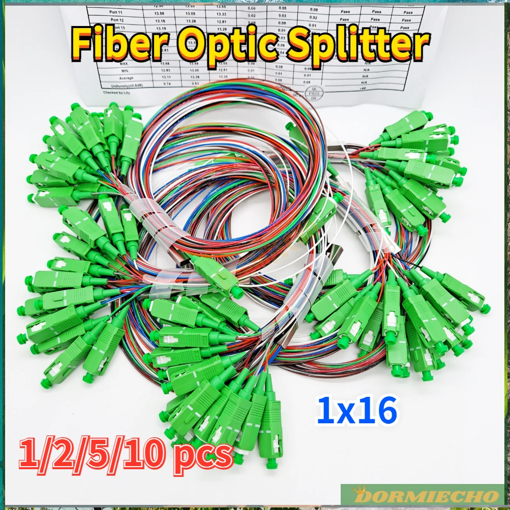 

1x16 PLC with Color SC/APC 10/20pcs High Quality SM Fiber Optic Splitter 0.9mm 1m G657A1 PVC FTTH Free Shipping