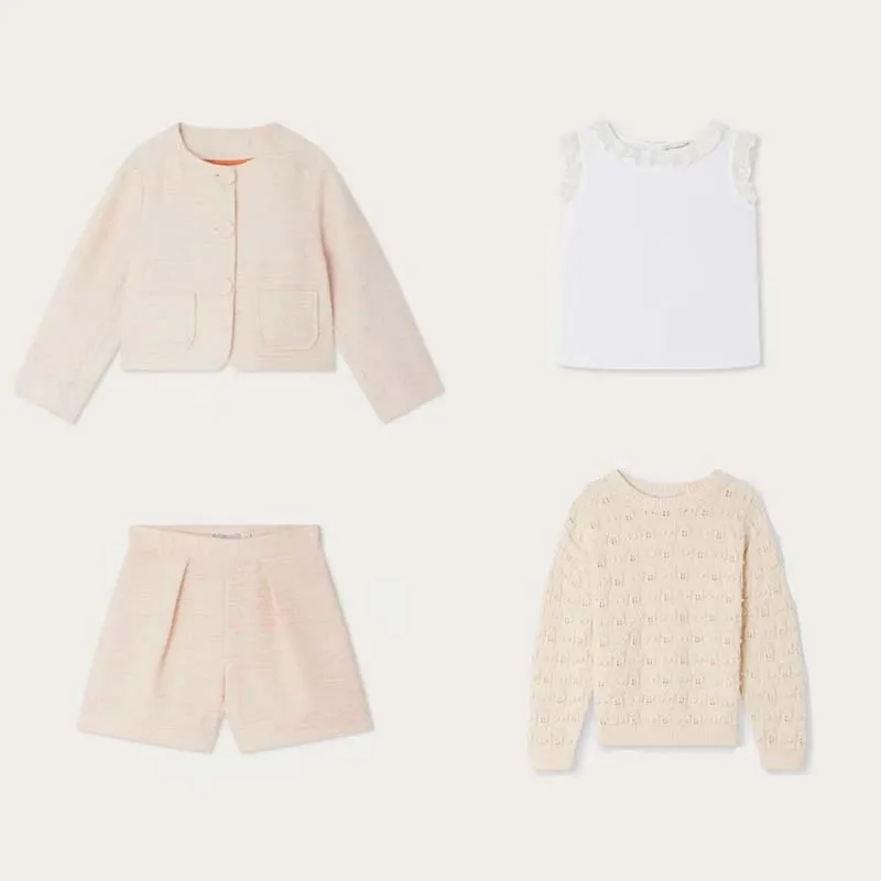 

In Stock 2025 Autumn Winter BP Girls Coat Boy Hollow Knitting Sweaters Kids Sweater for Girls Pink Jackets and Shorts Suit Shirt