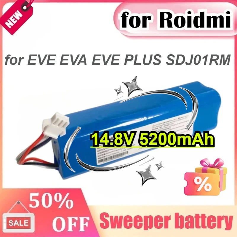 

14.8V 5200mAh for ROIDMI Q6 Battery EVE EVA EVE PLUS SDJ01RM Robot Vacuum Cleaner Accessories Battery
