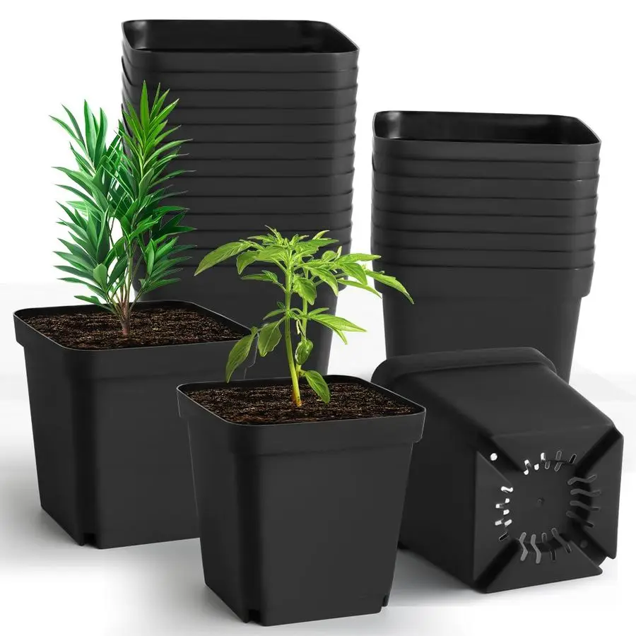 

RooTrimmer Square Nursery Pots 5.5 Inch, Plastic Plant Pot with Drainage Holes, 30 Pcs Reusable Seedling Starter Pots Garden Fl