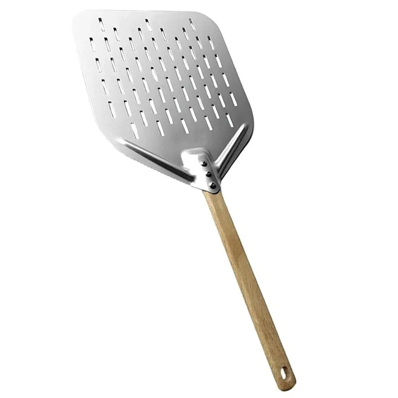 

Premium-Wood Handle Pizza Shovel 12 Inch Metal Non-Stick Transfer Tray For Homemade Baking Pizza Peel Cake Tools