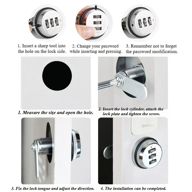 3 Digit Combination Password box Lock  smart Cam Code Zinc Alloy for Mailbox Cabinet Door Security Hardware Combination