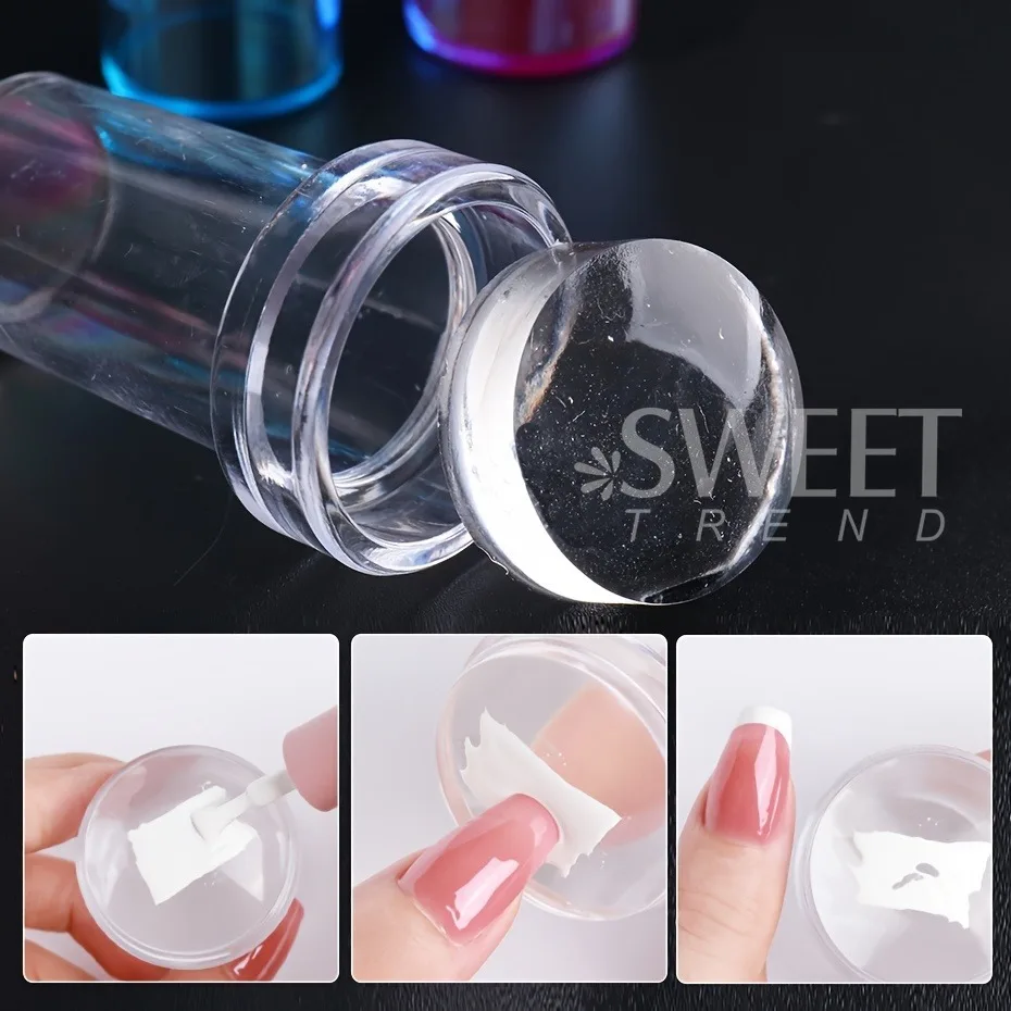 1 Set Soft Silicone Nail Arts Stamper With Scrapers Detachable Design French Painting Transfer Image DIY Manicure Supplies Tools