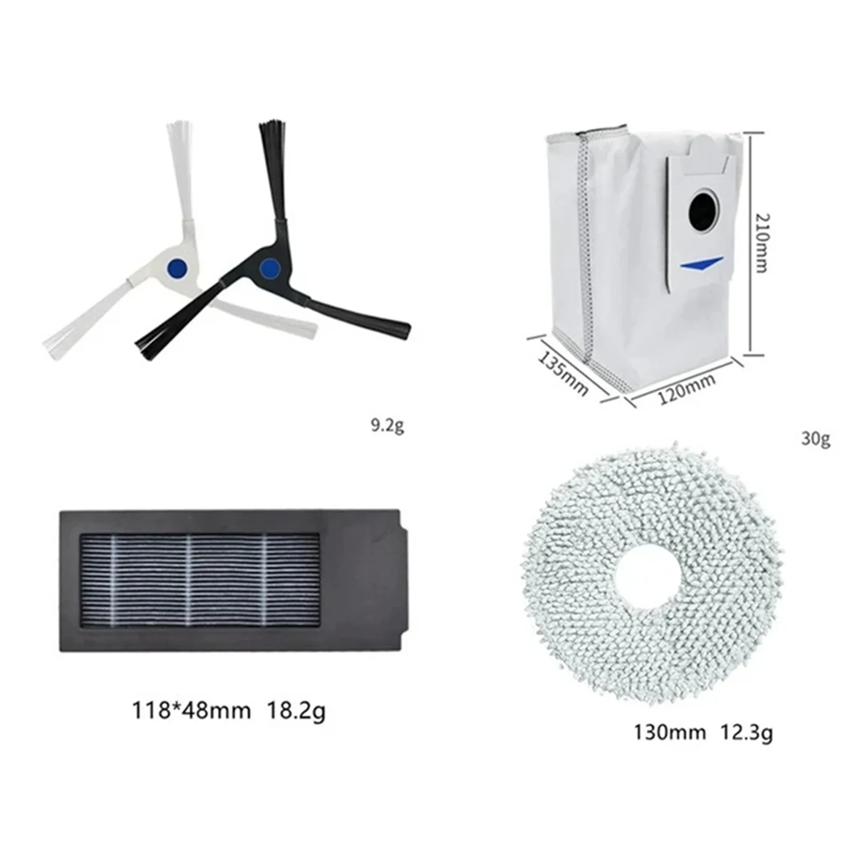 Ecovacs Deebot X2 / X2 Omni / X2 Pro Robot Aspirateur, Brosse Latérale, Filtre Hepa, Sac à Poussière, Serpillière, Accessoires Everths