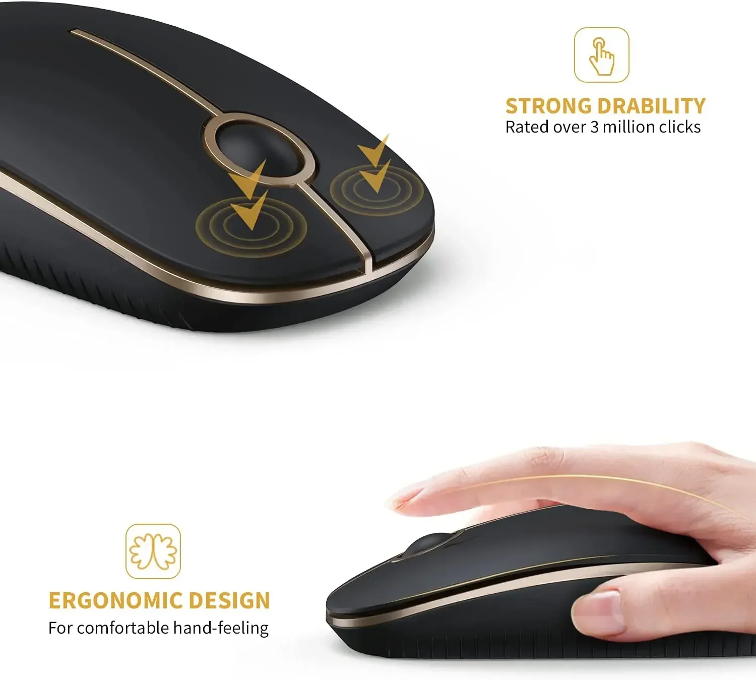 Souris d'ordinateur portable sans fil, ergonomique, silencieuse, 2.4G, récepteur USB, haute précision, UG I, 1600