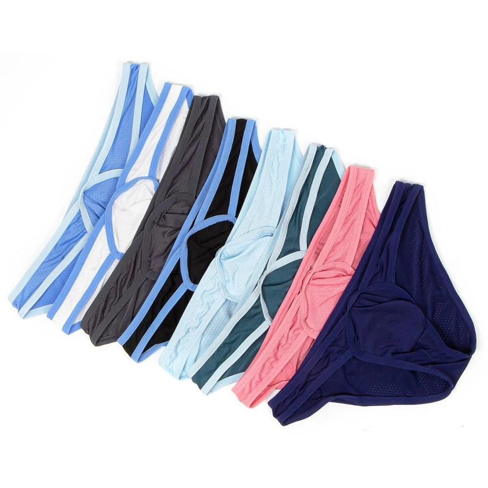 Intimo da uomo a vita bassa sexy in rete traspirante pantaloni a triangolo slip bikini