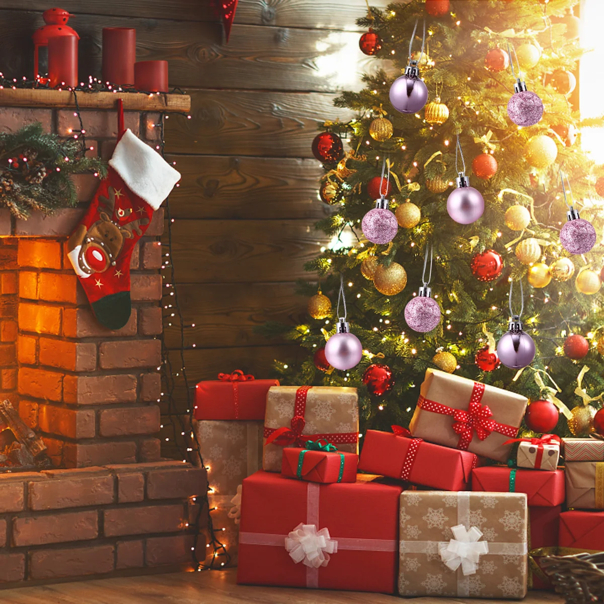 

48Pcs Christmas Ball Ornaments Lightweight Plastic Xmas Tree Hanging Balls for Home Office Party Festival Decoration