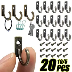 5/10/20PCS Small Antique Hooks Wall Hanger Curved Buckle Horn Lock Clasp Hook for Wooden Jewelry Box Hardware Home Coats Hat