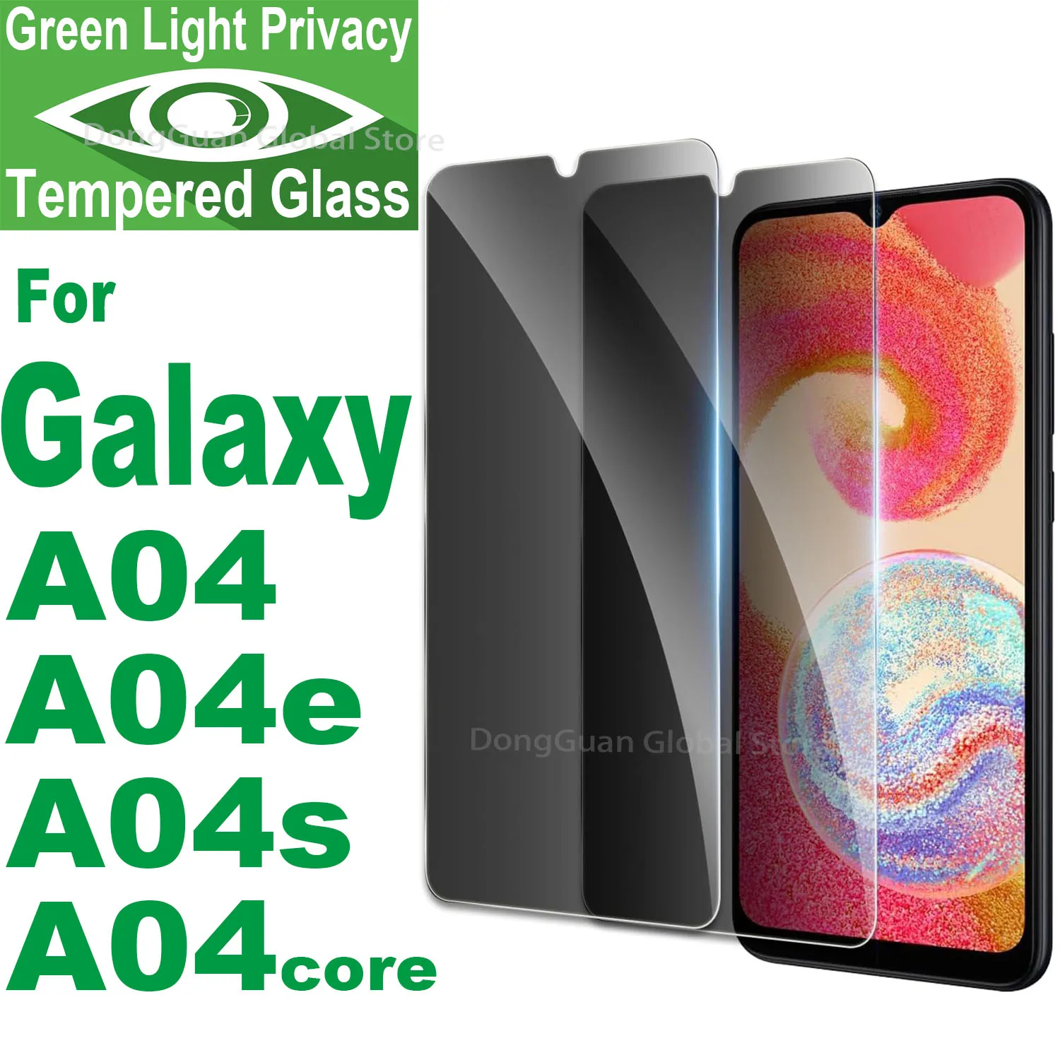 

For Samsung Galaxy A04 A04s A04e A04core Green Light Privacy Tempered Glass Anti Spy Eye Protective Screen Protector Glass