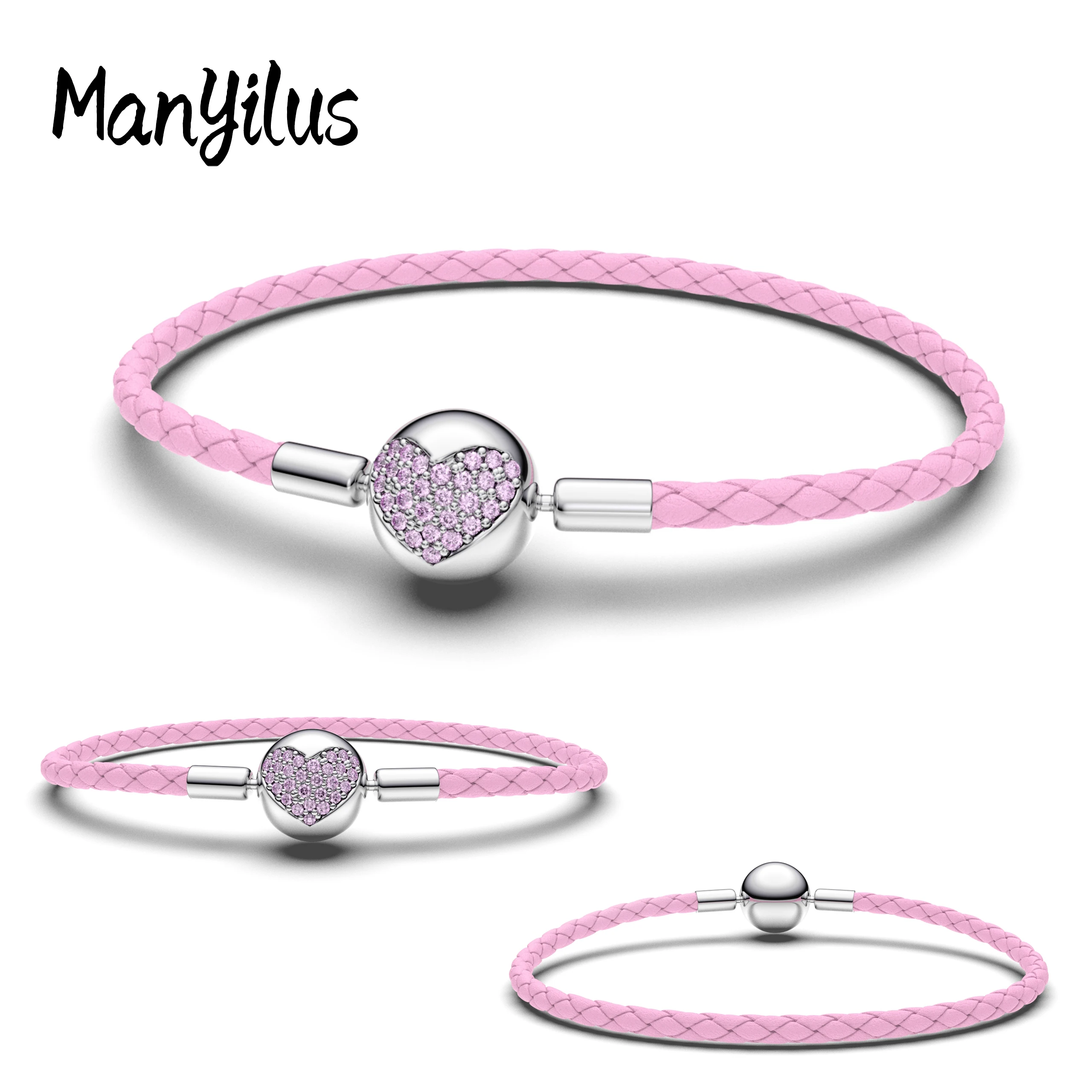 Women Accessories Pandora - Bracciale intrecciato rosa in argento sterling