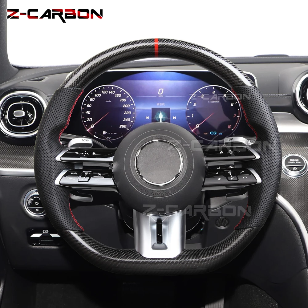 

Carbon Fiber Steering Wheel For Benz Mercedes AMG CLA GLC GLB GLS GLE C63 E63 G63 E53 2021-2024 Carbon Fiber Steering Wheel