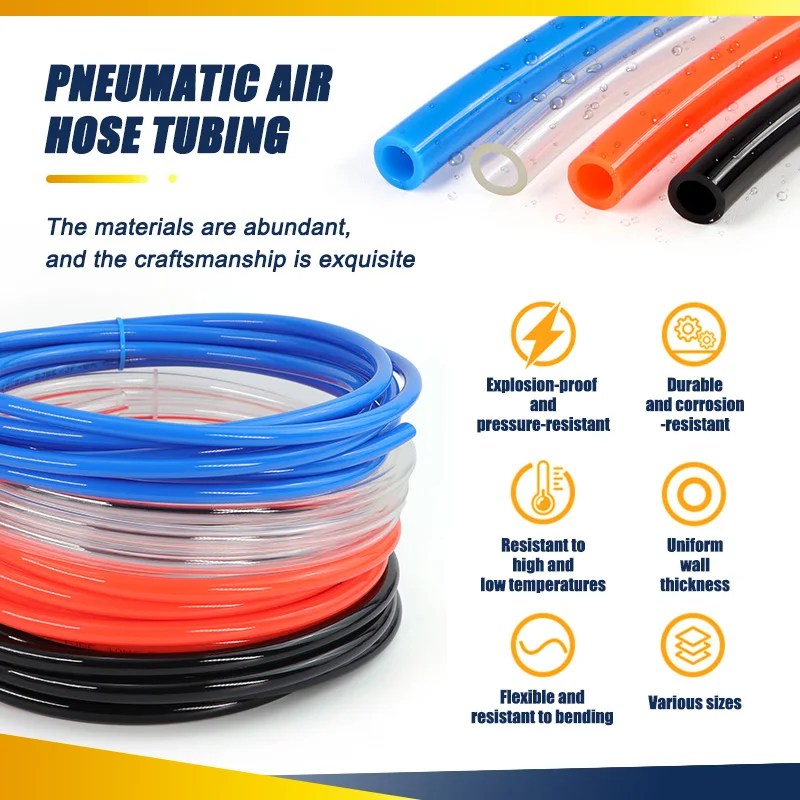 2/10m Pneumatic PU Tubing Flexible Component Air Hose For Compressor Polyurethane Tube 3x2/5x3/6x4/8x5/10x6.5/12x8/14x10/16x12mm