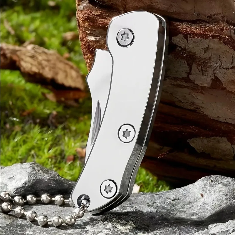 Full Steel Solid Mini Folding Knife Creative Stainless Steel Portable Keychain Unboxing Tool Compact Outdoor EDC Knife Camping