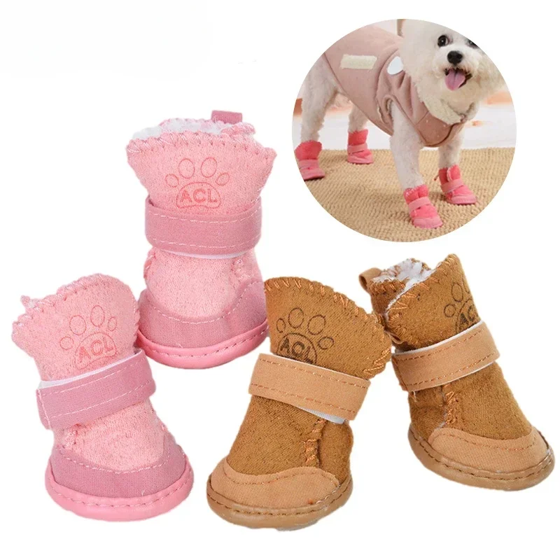 

4Pcs/set Warm Pet Dog Shoes for Small Medium Dogs Cute Dog Boots Outdoor Non-Slip Puppy Sneakers Anti-Slip Dog Foot Protector