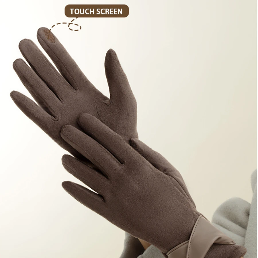 النسخة الكورية من القفازات الدافئة لأزياء الشتاء النسائية، ومزاج بسيط، ومخمل مضاد للبرد وشاشة اللمس مقاومة للرياح #4