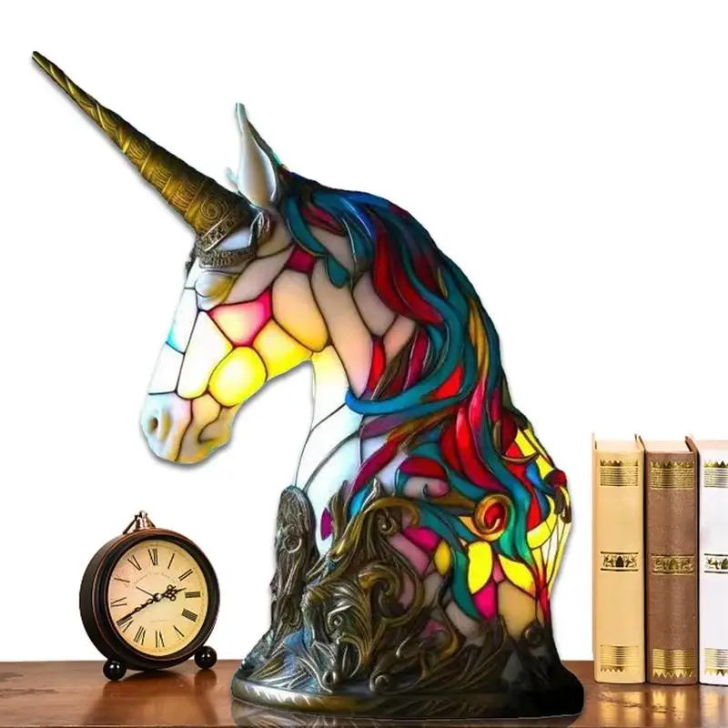 Girl Figurine Colorful Table Lamp Mermaid Unicorns Shaped Night Light Cute Lover Girl Friend Unicorns Mares Desktop Lamps Lights