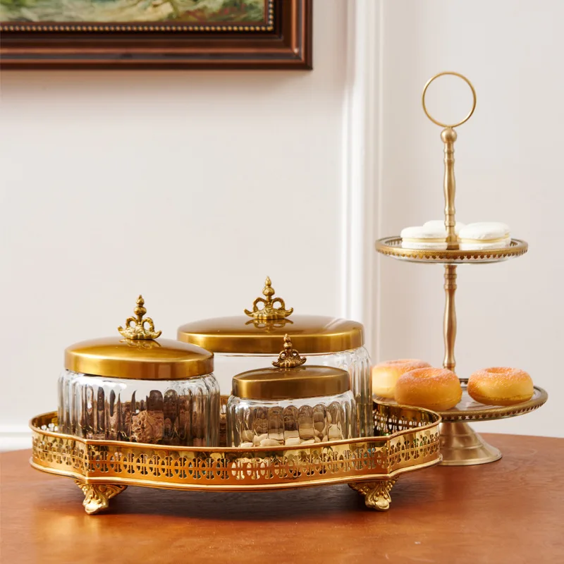 Imported from India, European retro glass brass, snacks, nuts, candies, sealed storage cans, ornaments