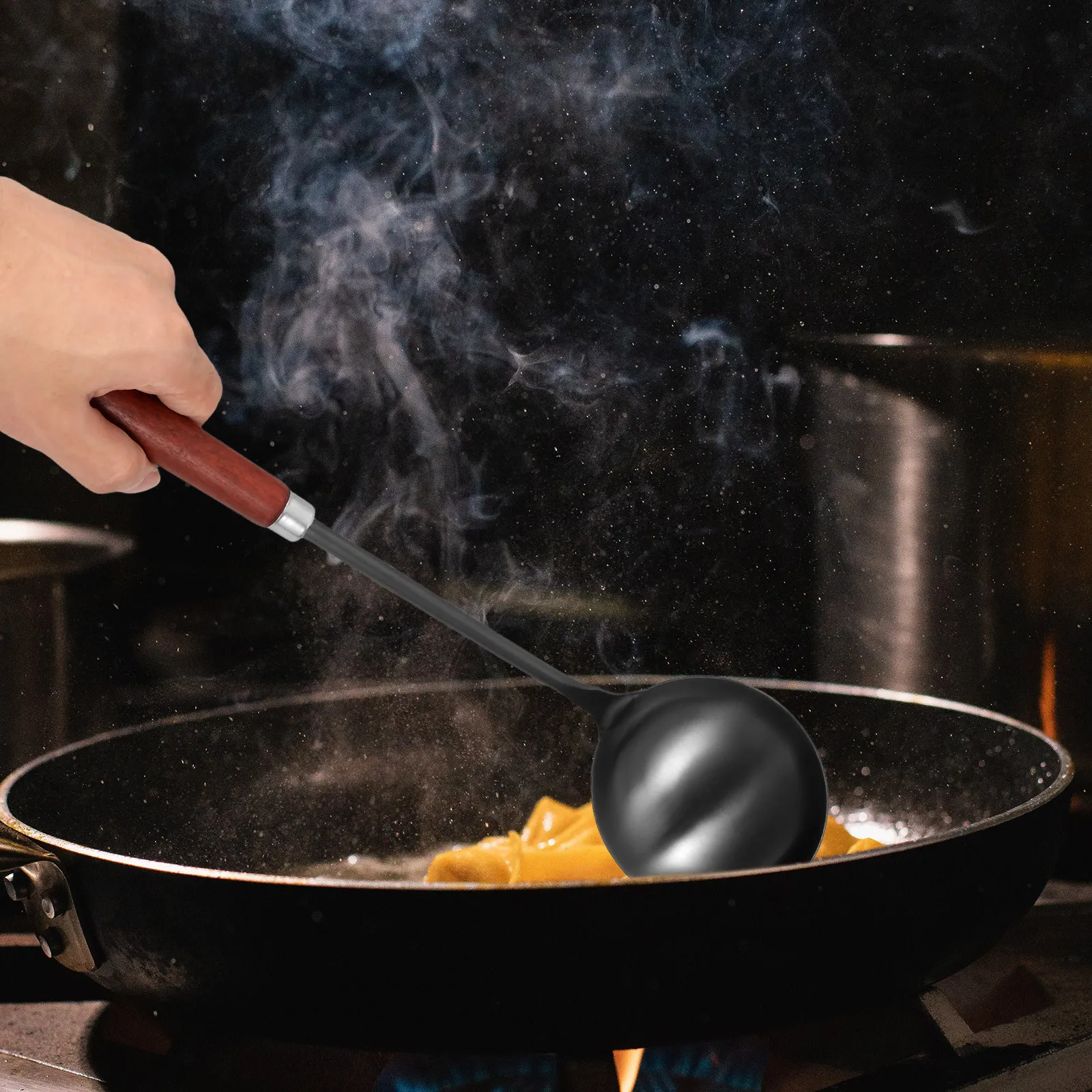 

1pc Egg Dumpling Spoon Stainless Steel Long Handle Kitchen Ladle For Soup Sauces Serving Reusable Household Restaurant Utensil