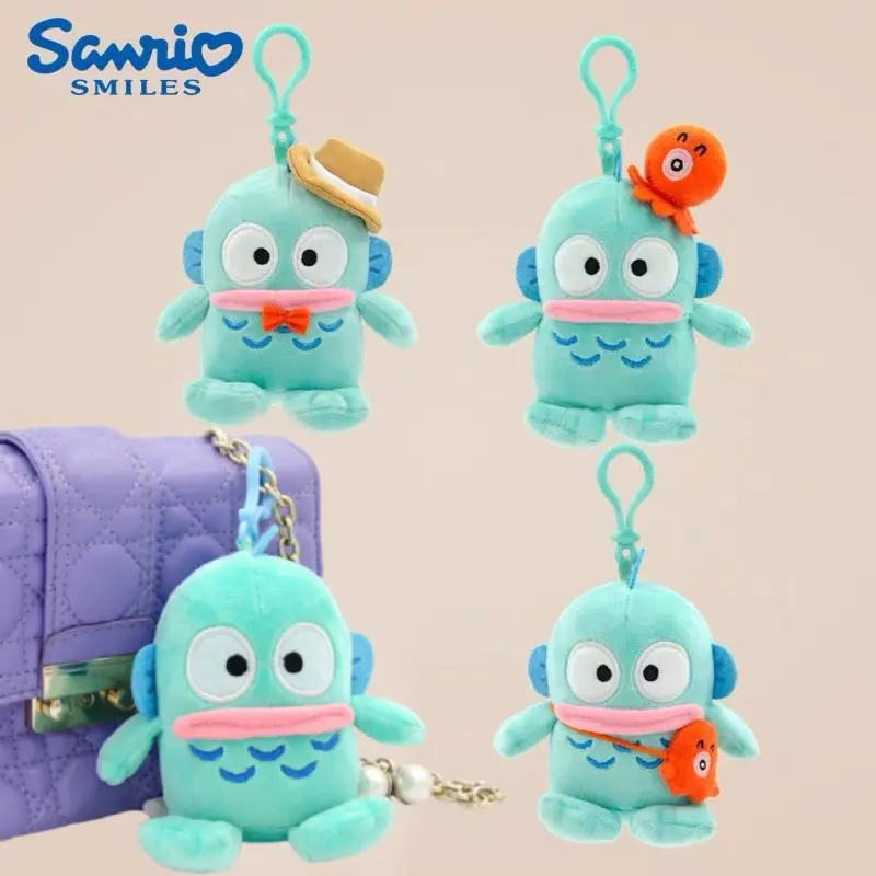 Miniso Cartoon Sanrio Hello Kitty Cinnamoroll Plush Doll Charm Anime Cute Hangyodon Kuromi Bag Pendant Keychain Toys Girls Gifts