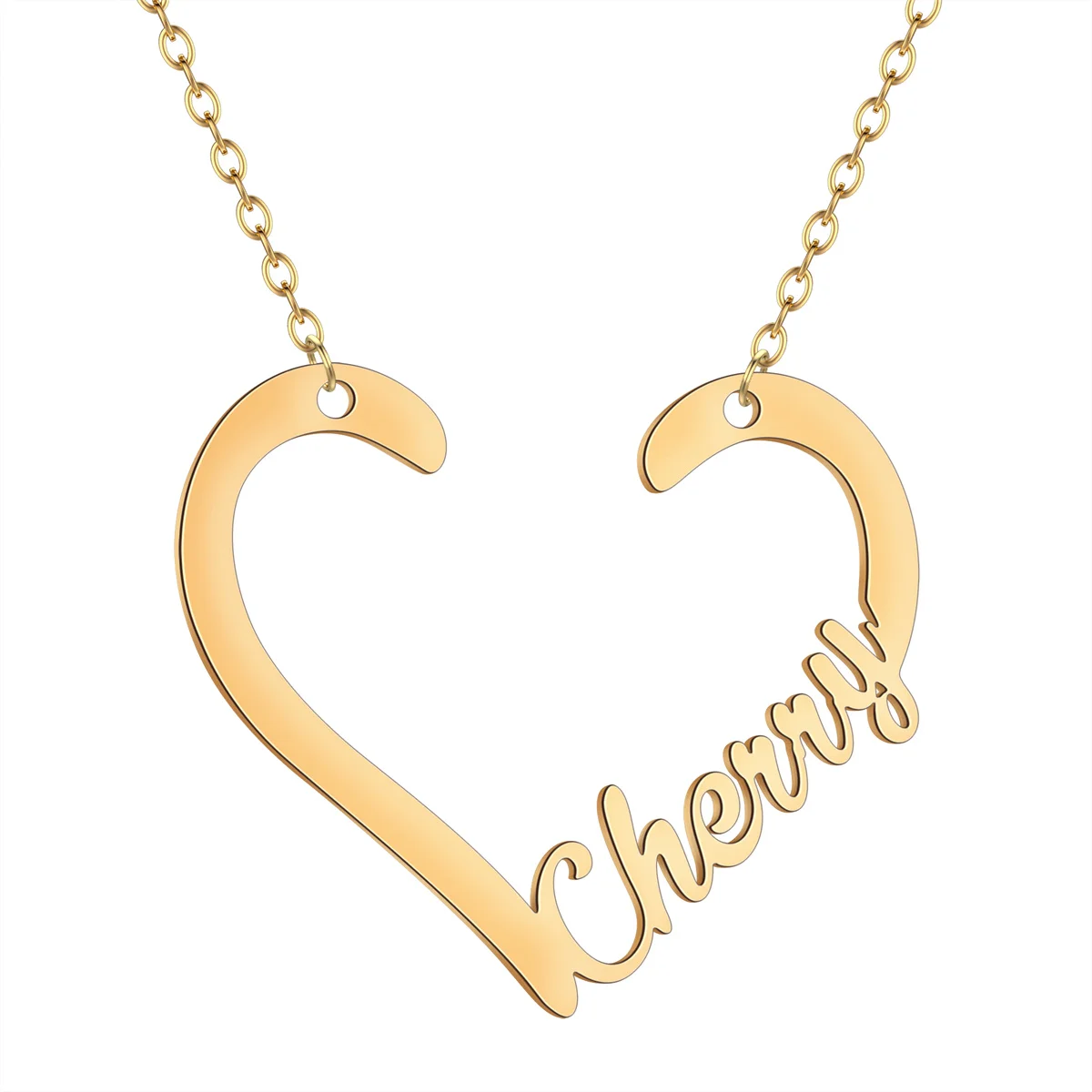QIAMNI Custom Stainless Steel Engraved Name Necklace For Lover Family Friends Gift Personalized Heart Pendant Choker Jewelry