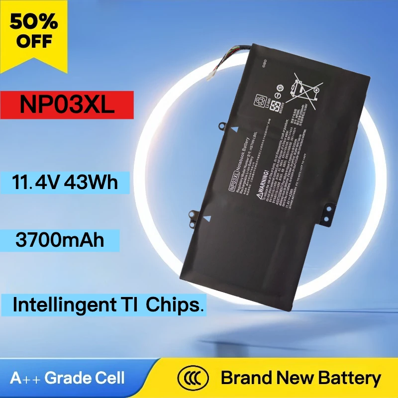 

New 11.4V 43Wh Replacement Laptop Battery NP03XL For HP Pavilion X360 13-A010DX HSTNN-LB6L TPN-Q146 43Wh Batteries