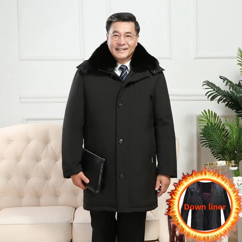 Men's Down Coat And Parkas Windbreaker Puffer Jacket Overcoat Winter Padding Man White Goose Down Jacket Removable Liner HXY1273