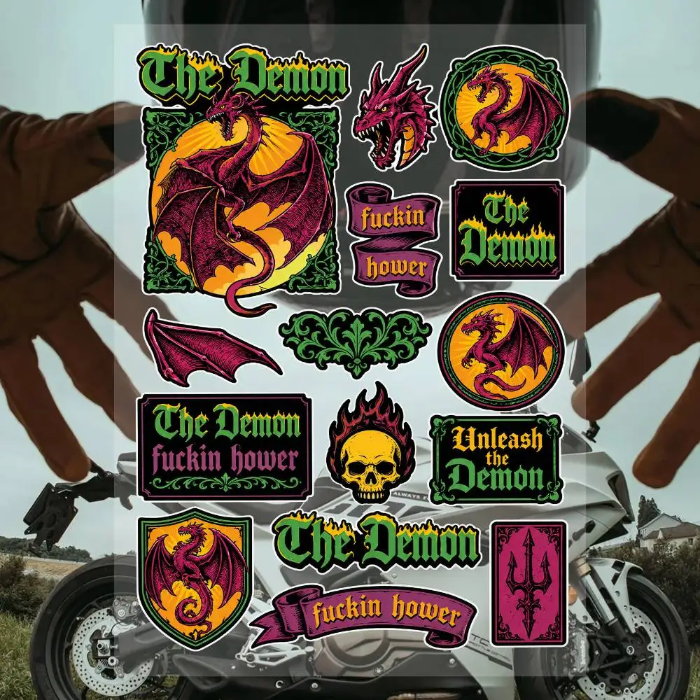 The Demon Cool Graphic Stickers Set Waterproof Vinyl Decals For Motorcycle Helmet Car Laptop Skateboard Luggage Phone Case